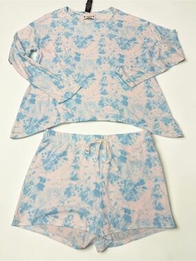 Women’s Aqua Blue Tie-Dye Pajama Set Size Small NWT KIKIT